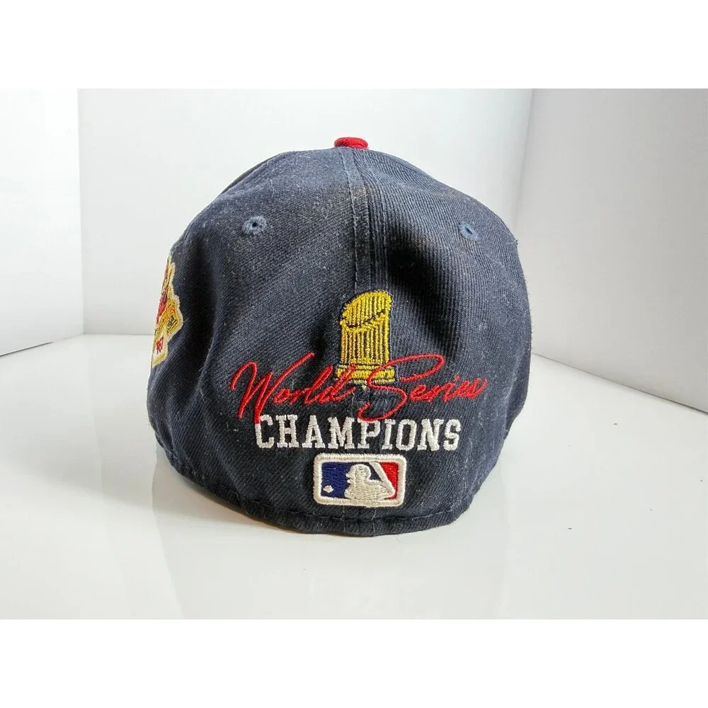Atlanta Braves New Era 59FIFTY Fitted Hat 7 3/8 Navy Red World Series Patches